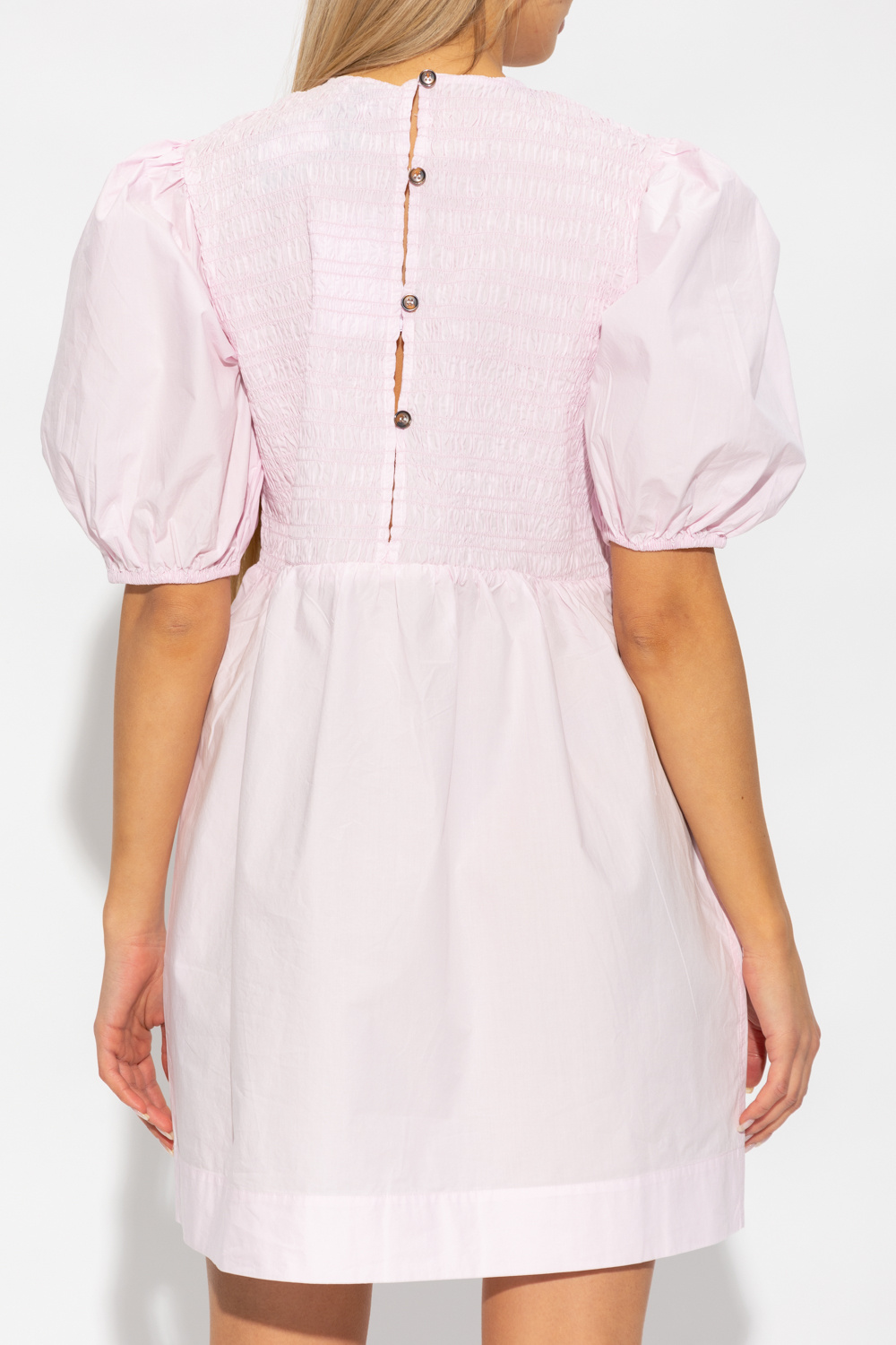 Ganni tory burch smocked cotton poplin maxi dress