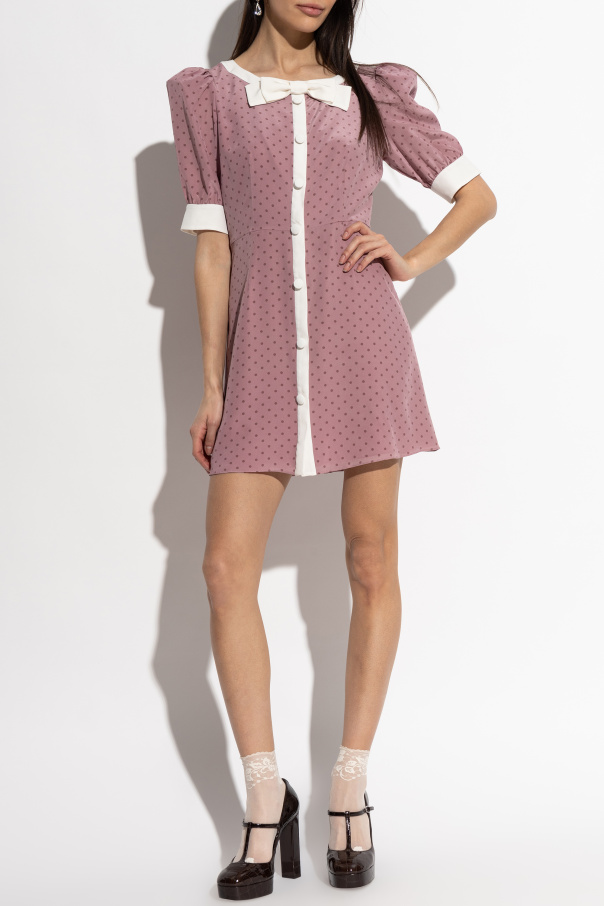 Alessandra Rich Vestido de seda con estampado de lunares