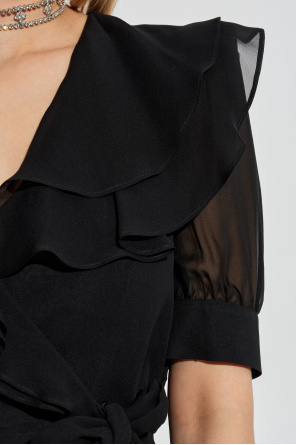 Alessandra Rich Sukienka z kopertowym wiązaniem w talii