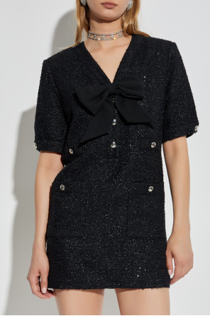Alessandra Rich Tweedowa sukienka z kokardą