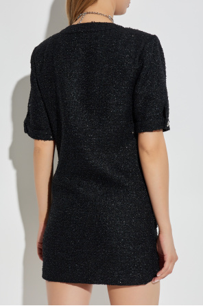 Alessandra Rich Tweedowa sukienka z kokardą