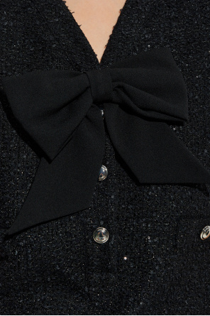 Alessandra Rich Tweedowa sukienka z kokardą