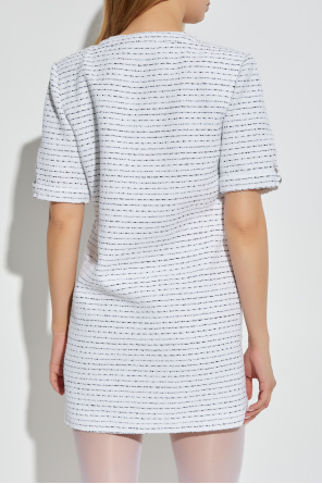 Alessandra Rich Tweedowa sukienka z kokardą