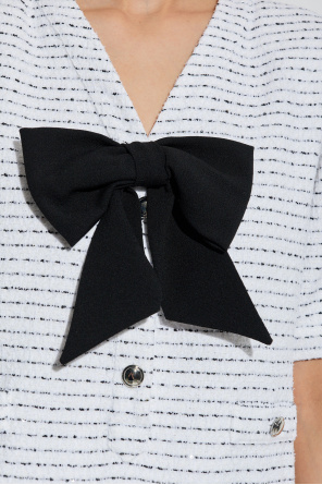 Alessandra Rich Tweedowa sukienka z kokardą