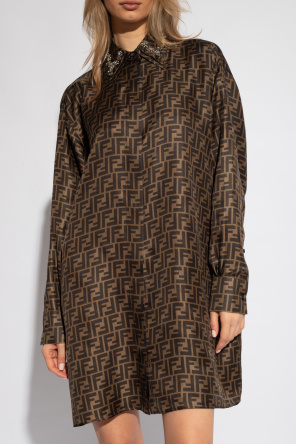 fendi short-sleeve Monogrammed silk dress