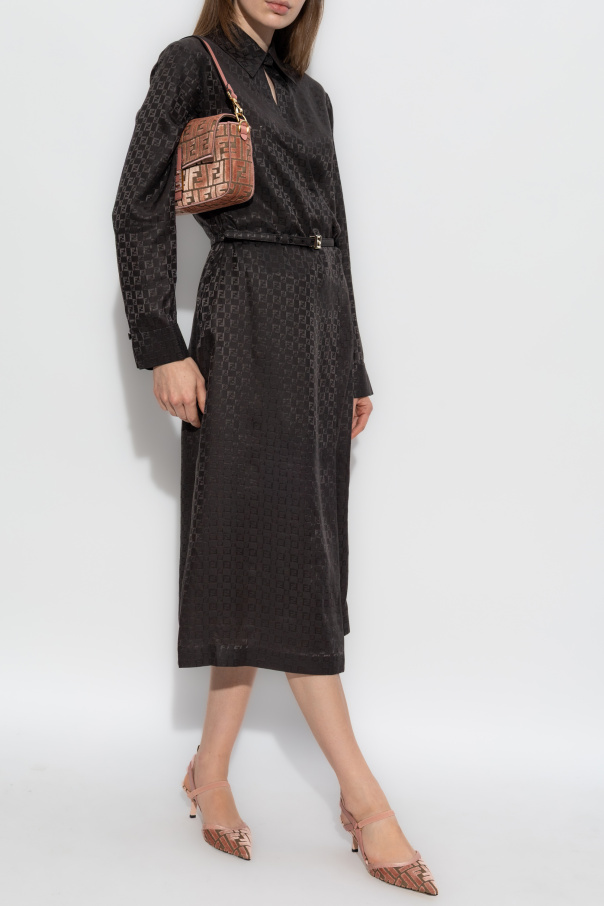 Fendi Vestido de seda con cinturón