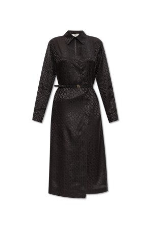 Vestido de seda con cinturón od Fendi