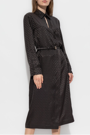 Fendi Vestido de seda con cinturón