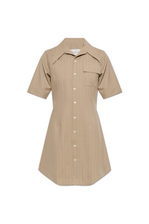 Wool dress with a striped pattern