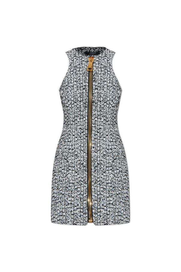 Sleeveless tweed dress od Balmain