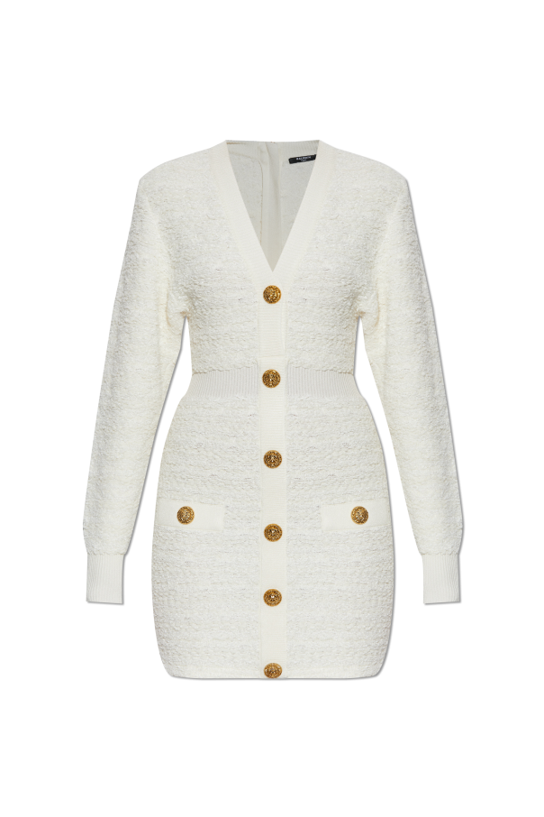 Tweed dress with decorative buttons od Balmain