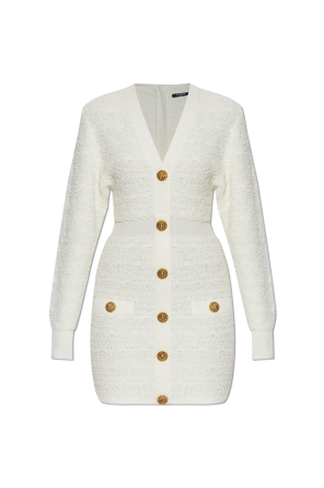 Tweed-Kleid mit dekorativen Knöpfen