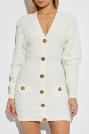 Balmain Tweed-Kleid mit dekorativen Knöpfen