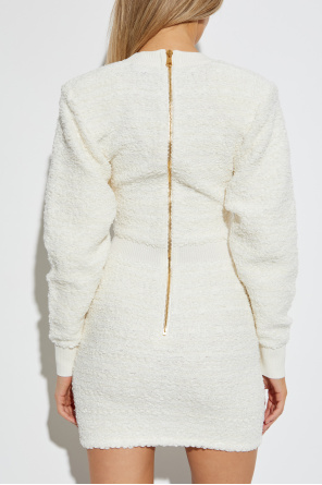 Balmain Tweed-Kleid mit dekorativen Knöpfen