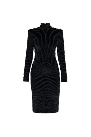 Dress with a patterned velvet finish