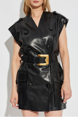Balmain Ledekleid mit Taillengürtel