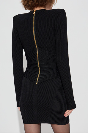 Balmain Geripptes Kleid