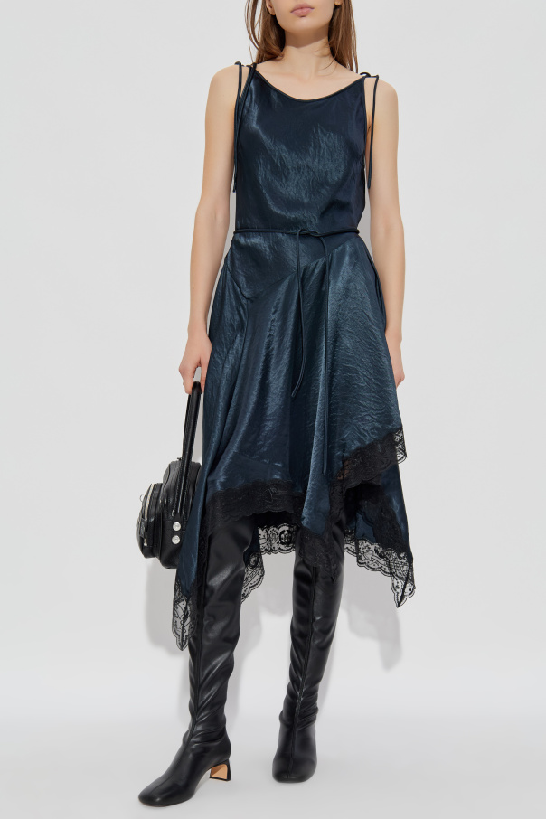 Acne Studios Vestido de satén con encaje