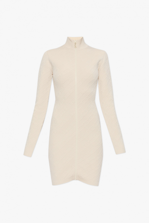 fendi buttoned Dress with stand collar