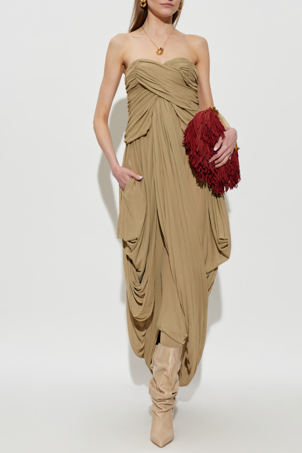 Balmain Vestido drapeado con hombros descubiertos