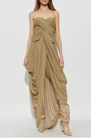 Balmain Vestido drapeado con hombros descubiertos