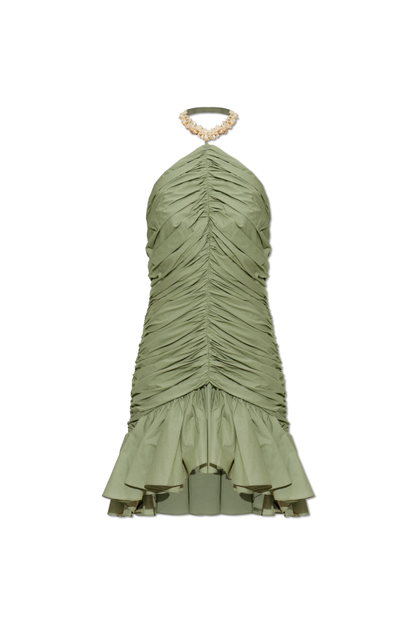 Green Short dress with appliqus at the neckline Balmain - Vitkac Singapore