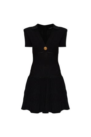 Vestido acanalado con hombreras