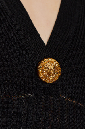 Balmain Geripptes Kleid mit Schulterpolstern