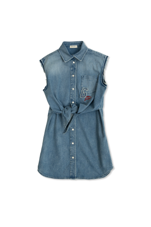 Denim dress with vintage effect