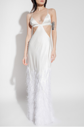 Cult Gaia ‘Raisa’ satin Prove dress with feathers
