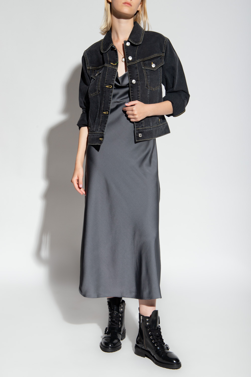 AllSaints ‘Hadley’ satin strap Siyah dress