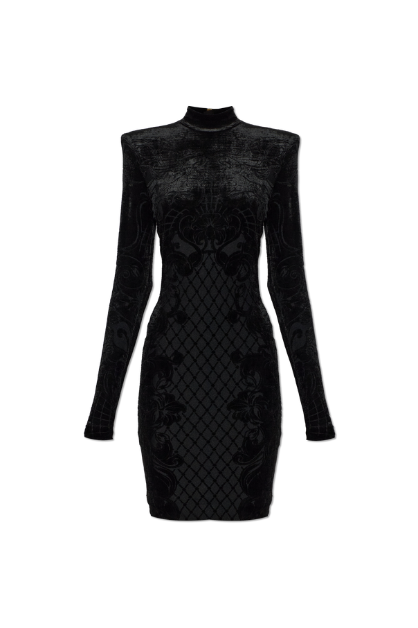 Velvet dress with a turtleneck od Balmain