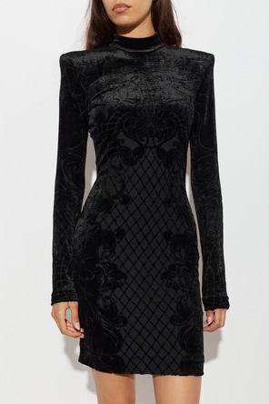 Balmain Aksamitna sukienka  ze stójką