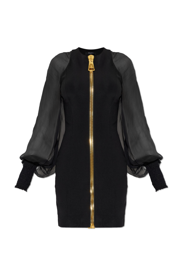 Dress with transparent sleeves od Balmain