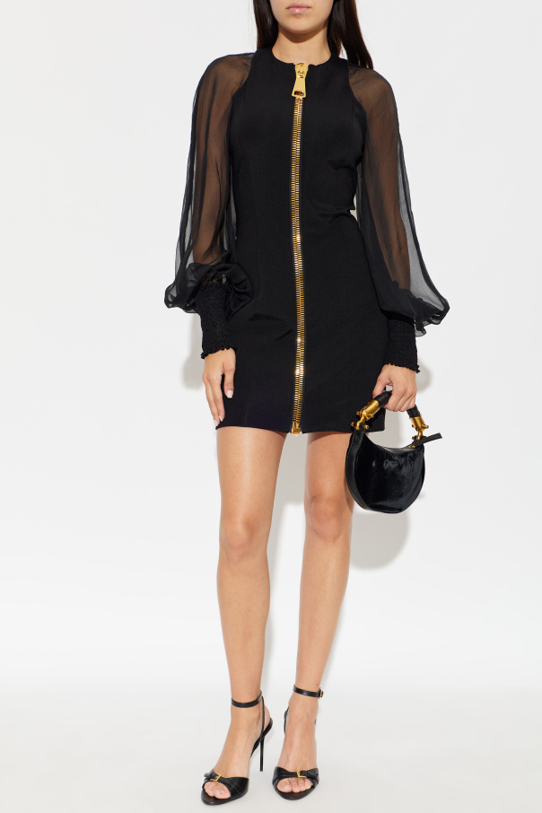 Balmain Vestido com mangas transparentes