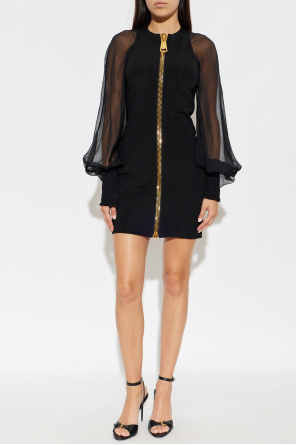 Balmain Vestido com mangas transparentes
