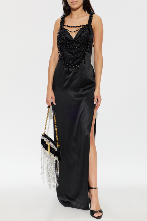 Balmain Vestido de seda com missangas brilhantes
