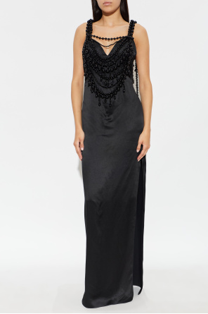 Balmain Vestido de seda com missangas brilhantes