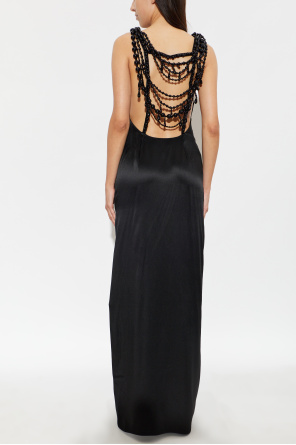 Balmain Vestido de seda com missangas brilhantes