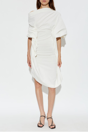 Issey Miyake Asymetryczna sukienka z drapowaniem