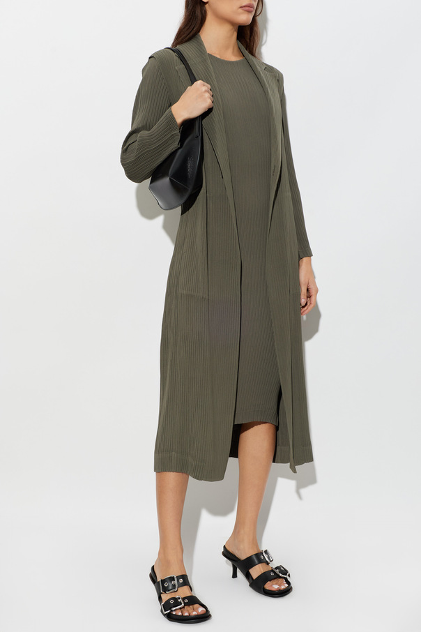 Issey Miyake Vestido plisado de corte ajustado