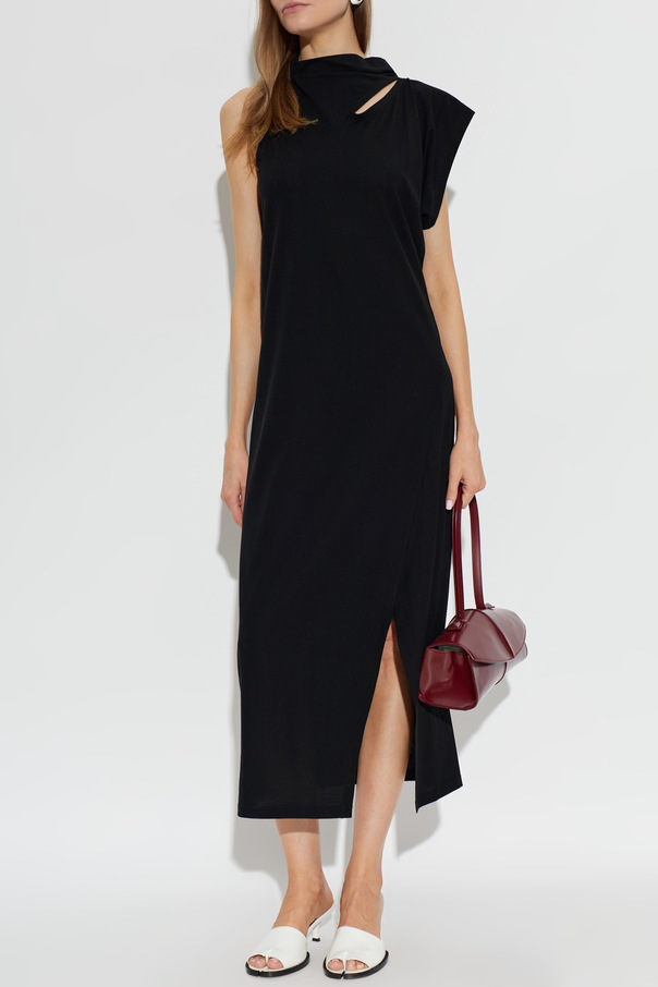 Issey Miyake Vestido de algodón con abertura
