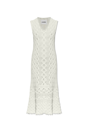 Dress with decorative knit and V-neckline
