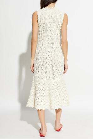 JIL SANDER Kleid mit dekorativem Strickmuster und V-Ausschnitt