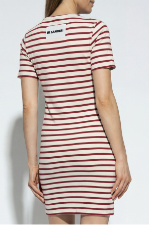 JIL SANDER+ Bawełniana sukienka ze wzorem w pasy