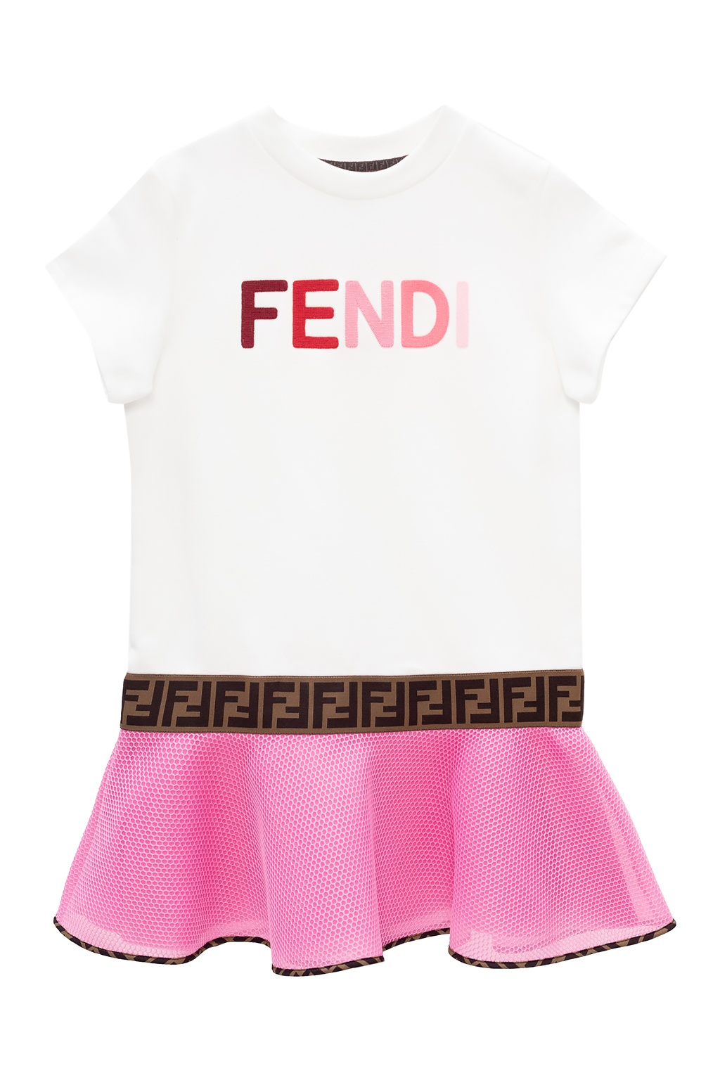 Fendi Kids Fendi OLock T-shirt i bomuld med kædetryk