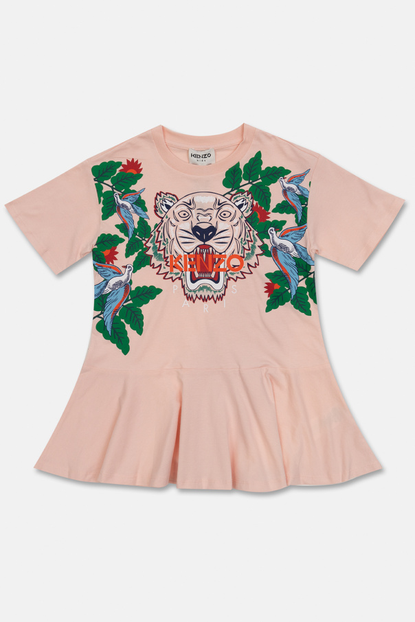 Kenzo Kids floral-embroidered long-sleeves dress