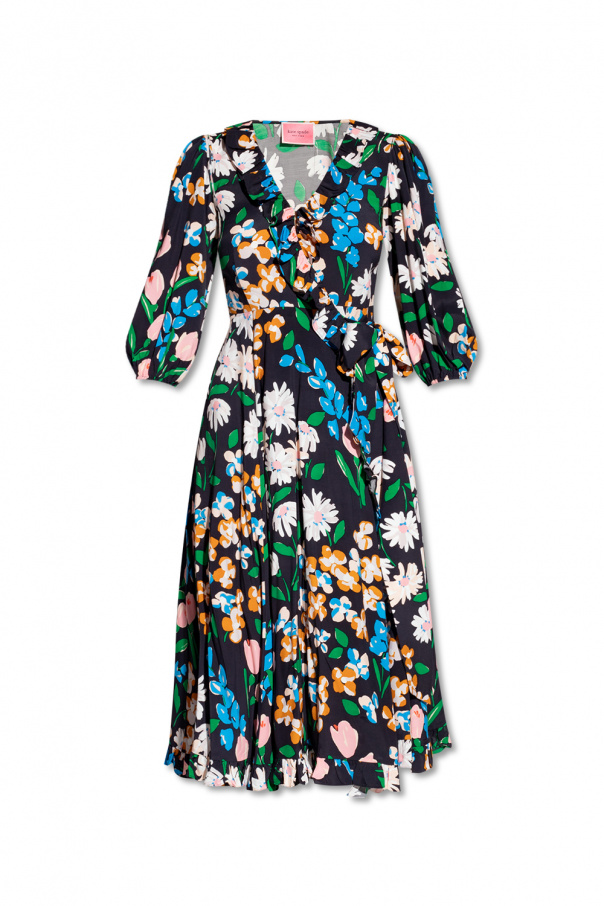 Black Wrap dress with floral motif Kate Spade - Vitkac TW