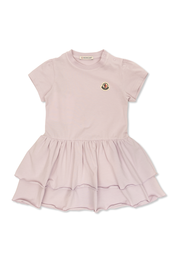 Dress with ruffles and logo patch od Moncler Enfant