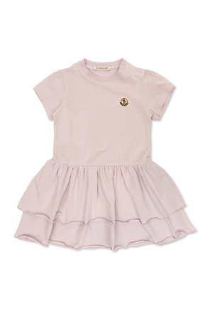 Dress with ruffles and logo patch